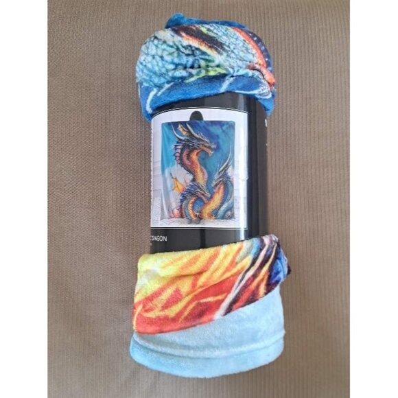 New Three Headed Dragon Plush Throw Blanket Mystical Gift Chinese Dragons SOFT - Picture 6 of 6